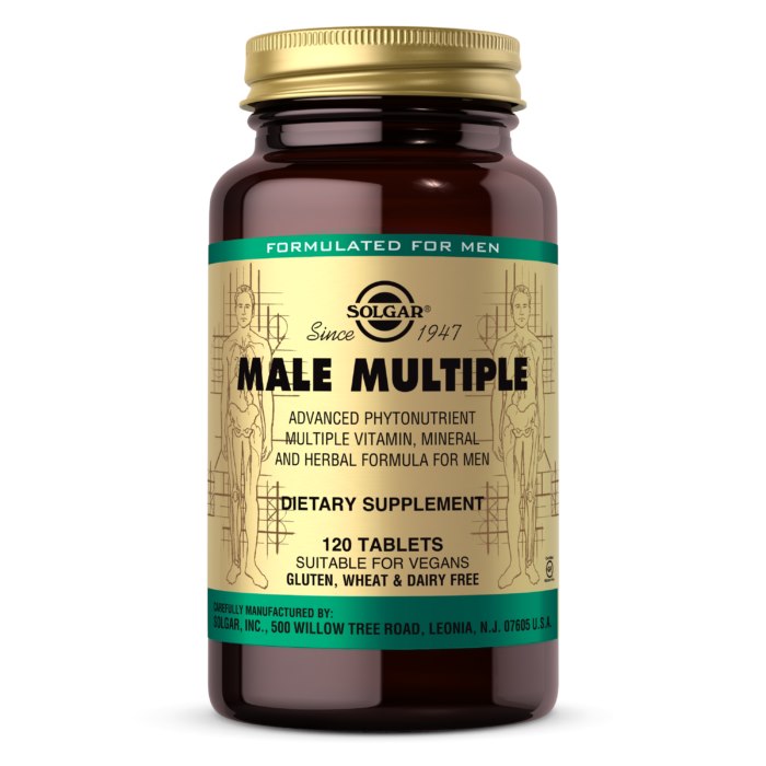 Solgar Male Multiple – speciali vitaminų ir mineralų formulė su natūraliais ingredientais 120 tablečių