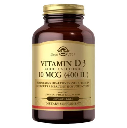 Solgar vitaminas D3 cholekalciferolis 10 mcg 400 TV 250 kapsulių