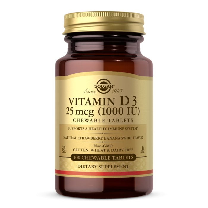 Solgar vitamino D3 1000 TV 25 mcg kramtomosios tabletės 100 tablečių