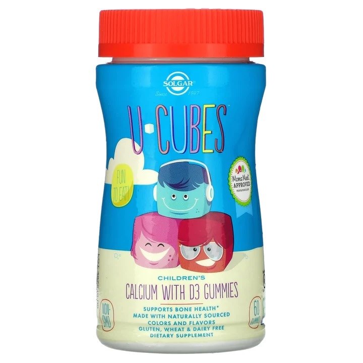Solgar U-Cubes Calcium with D3 - Kalcis su vitaminu D3 vaikams 60 guminukų
