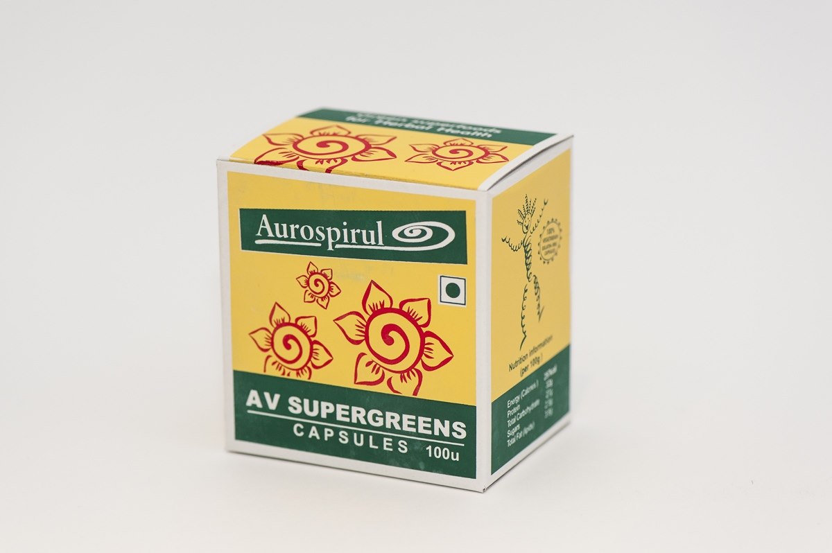 AUROSPIRUL AV Supergreens 100 kapsulių