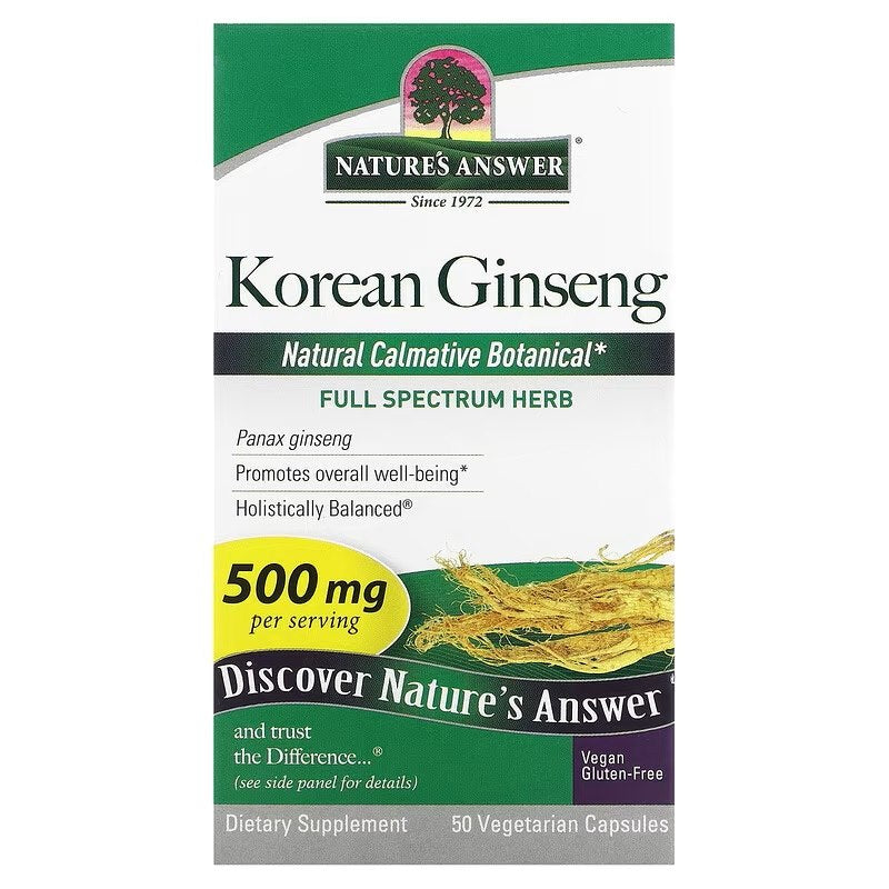 Nature's Answer Korėjos ženšenis 500 mg - Korėjos ženšenis 50 kapsulių
