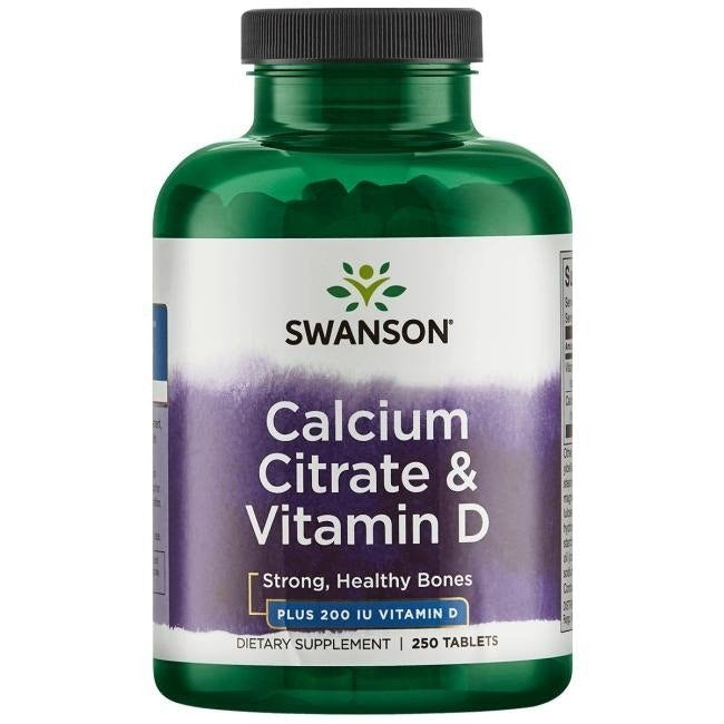 Swanson kalcio citratas ir vitaminas D3 250 tablečių