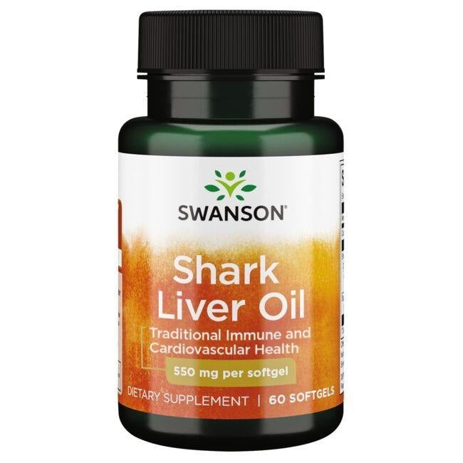 Swanson ryklių kepenų aliejus 550 mg 60 kapsulių