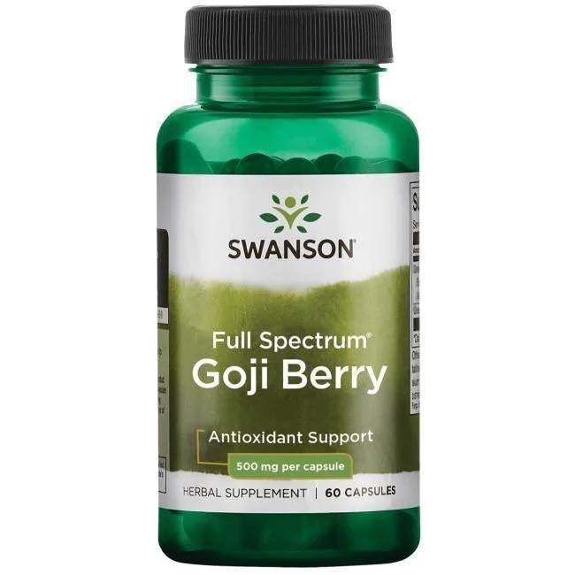Swanson pilno spektro goji uogos 500 mg 60 kapsulių