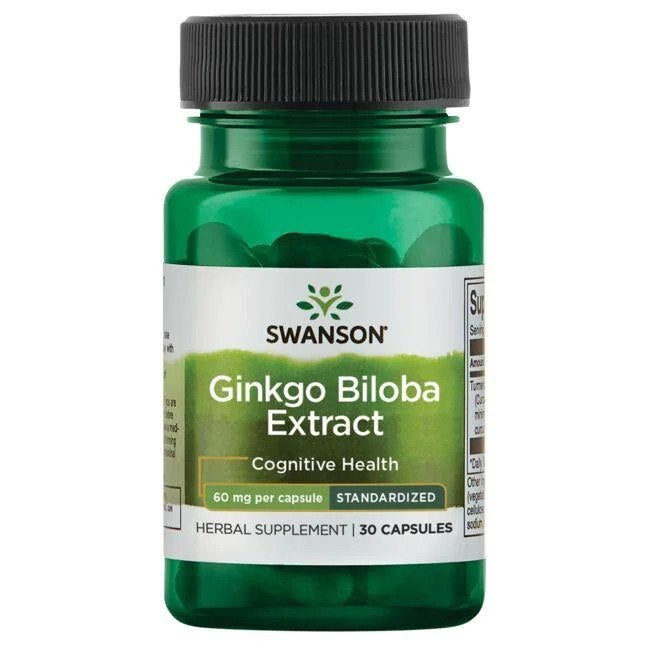 Swanson Ginkmedžio ekstraktas 60 mg 30 kapsulių