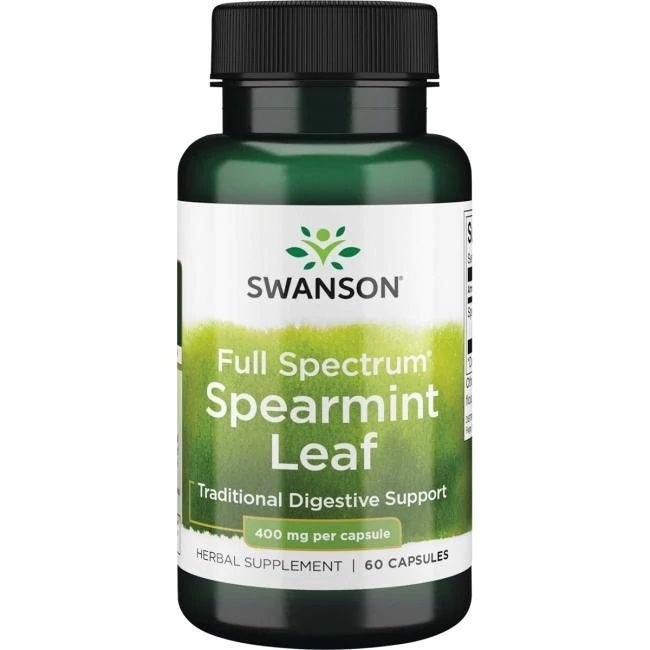 Swanson pilno spektro mėtų lapai 400 mg 60 kapsulių