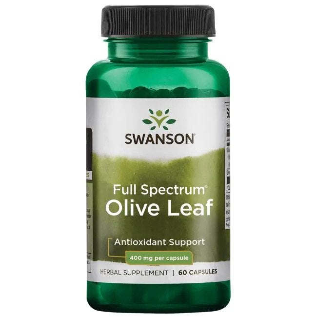 Swanson pilno spektro alyvuogių lapai 400 mg 60 kapsulių