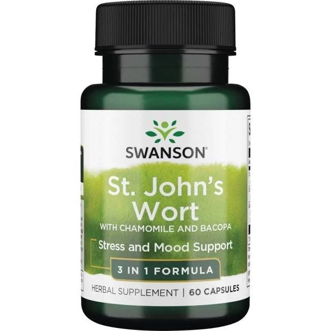 Swanson Jonažolės trigubas kompleksas - jonažolė + ramunėlės + bakopa 60 kapsulių