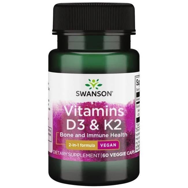 Swanson vitaminas K2 ir D3 60 kapsulių