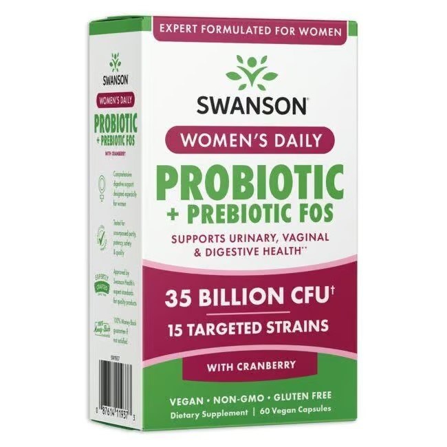 Swanson moterims skirtas kasdienis probiotikas + prebiotikas 60 kapsulių