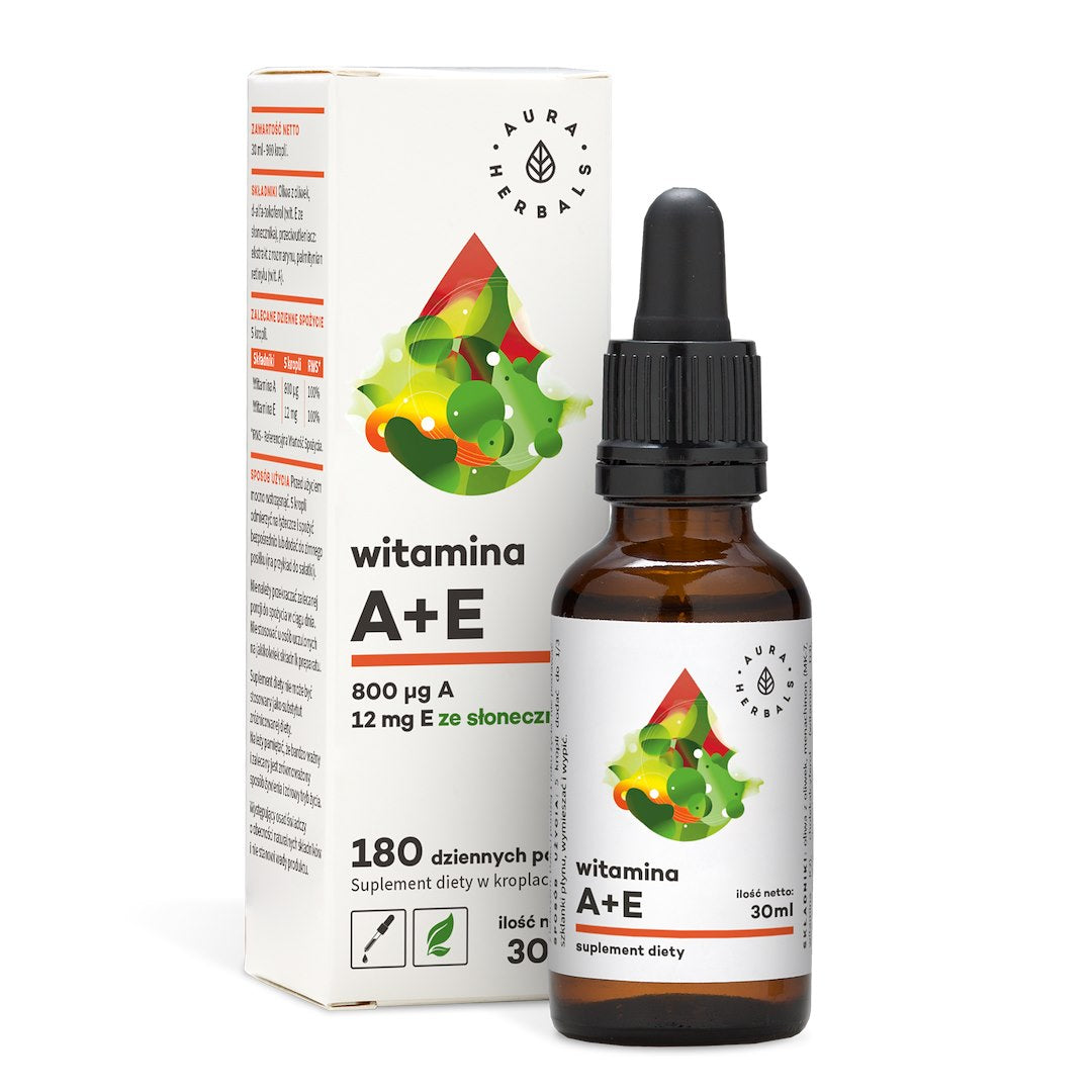 AURA HERBALS Vitaminas A + E - Maisto papildas lašais 30 ml