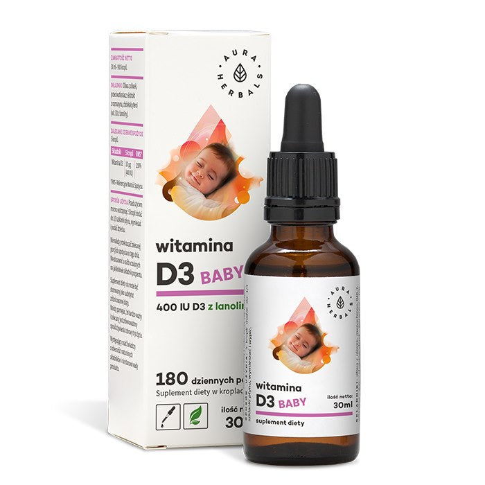 AURA HERBALS vitaminas D3 kūdikiams 400 TV - lašais 30 ml