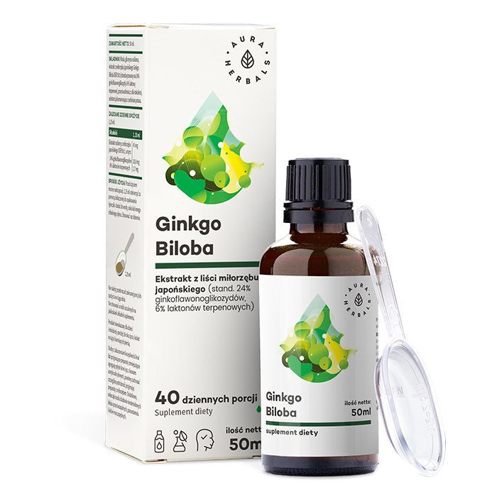 AURA HERBALS Ginkgo Biloba - ginkmedžio ekstraktas 50:1 50 ml