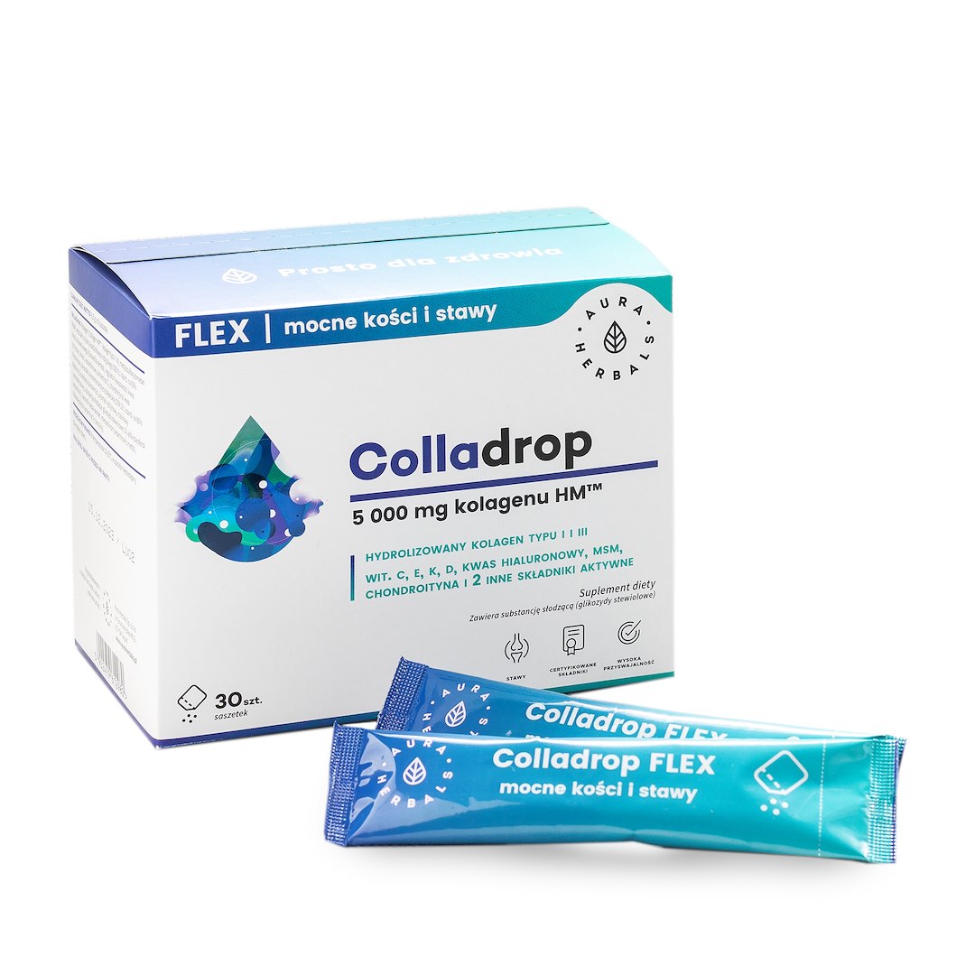AURA HERBALS Colladrop Flex - kolageno HM 5000 mg pakeliai 6,5 g 30 vnt.