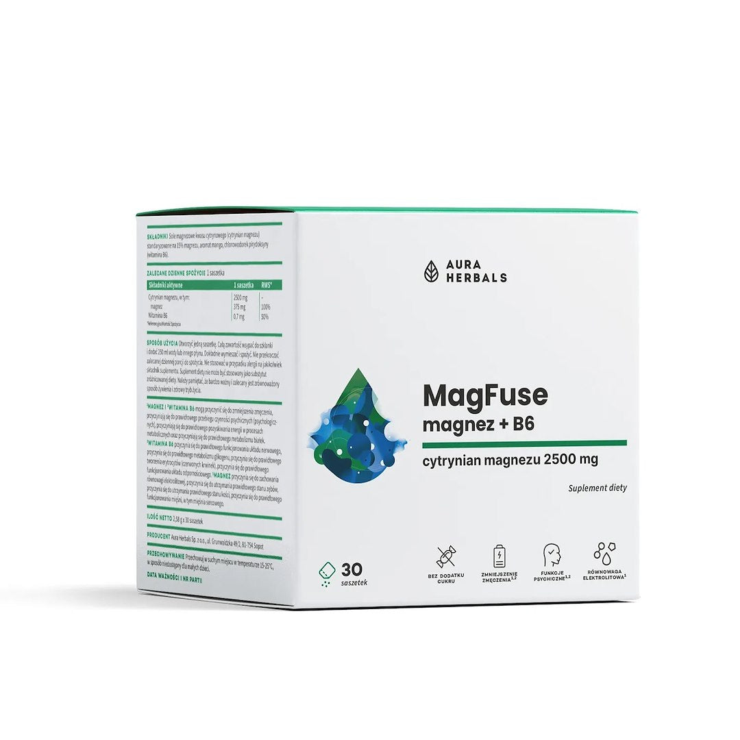 AURA HERBALS MagFuse: magnis + B6 30 vnt.