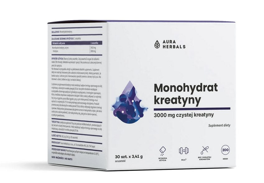 AURA HERBALS kreatino monohidratas - kreatino monohidratas 30 vnt.