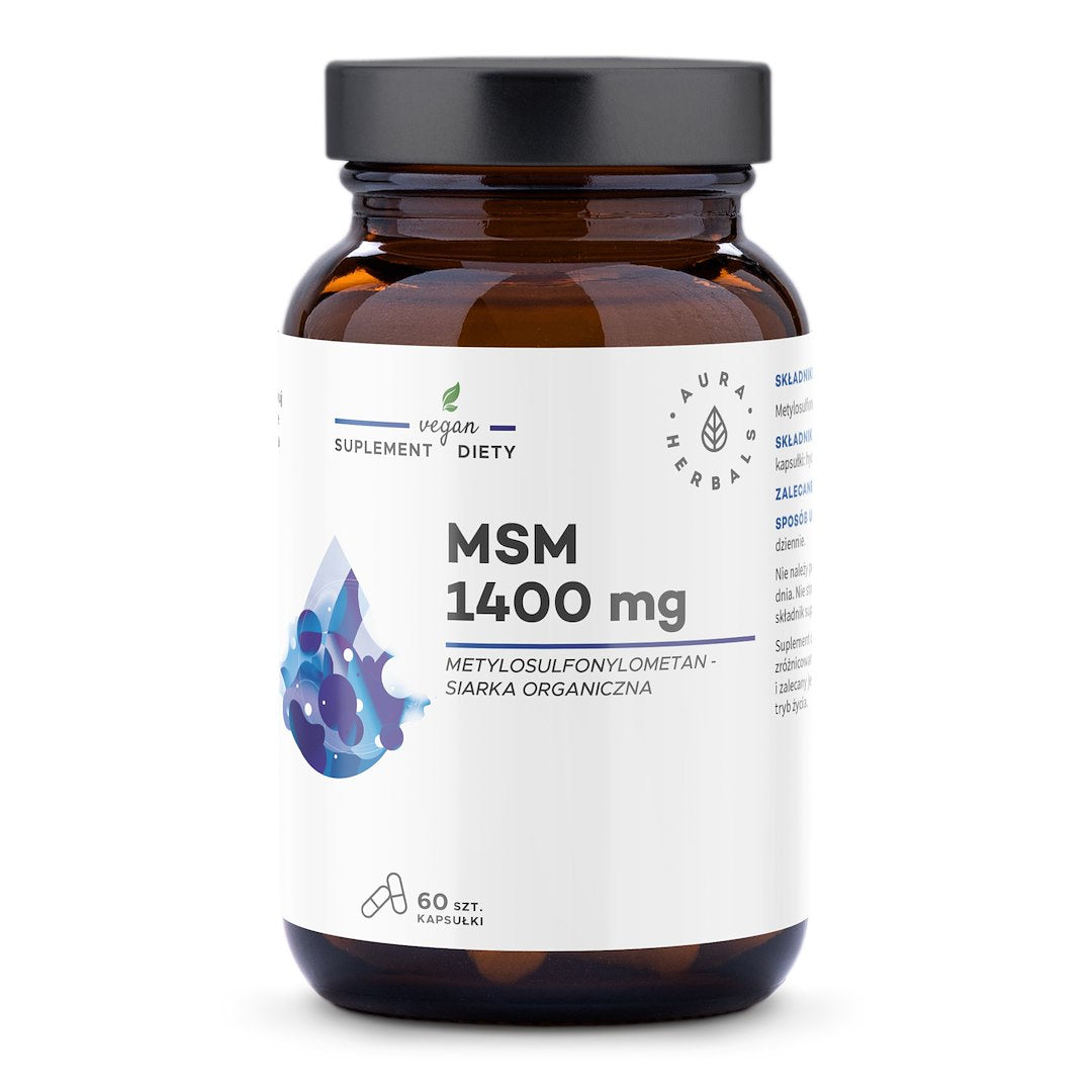 AURA HERBALS MSM 1400 mg, organinė siera 60 kapsulių