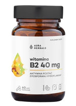 AURA HERBALS Vitaminas B2 R-5-P 40 mg, riboflavinas 60 kapsulių