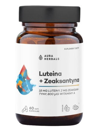 AURA HERBALS Liuteinas + Zeaksantinas + Vitaminas A 60 kapsulių