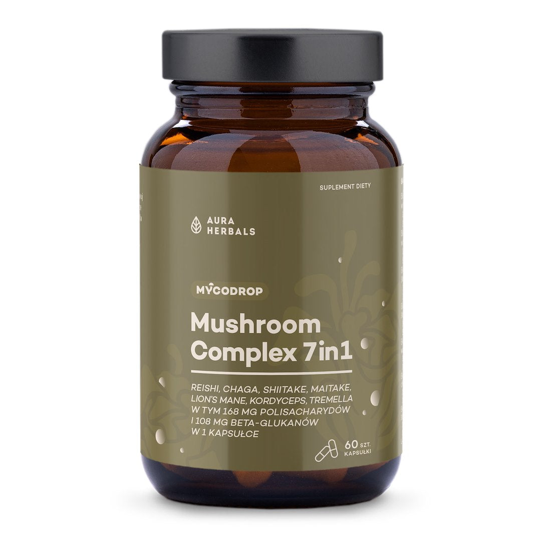 AURA HERBALS Mycodrop, grybų kompleksas 7 viename 60 kapsulių