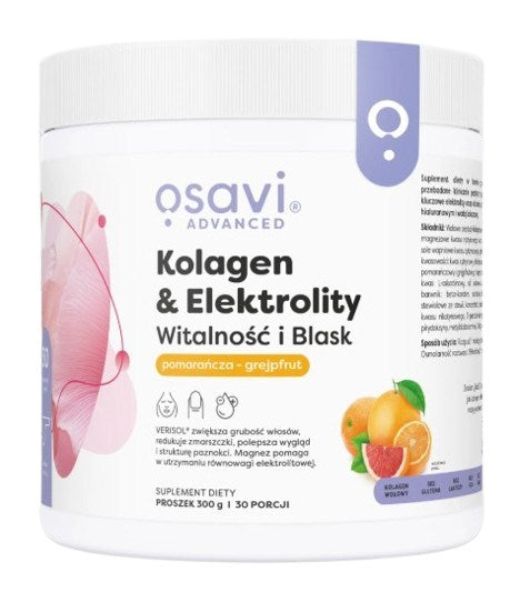 Osavi kolagenas ir elektrolitai Gyvybingumas ir spindesys, apelsinų ir greipfrutų skonio 300 g