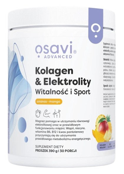 Osavi kolagenas ir elektrolitai, gyvybingumas ir sportas, ananasų ir mango 390 g