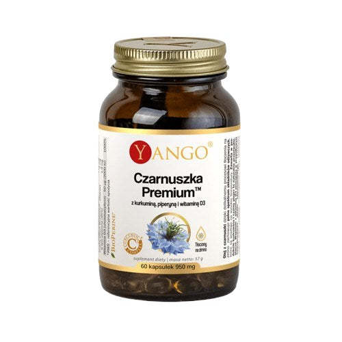Yango Premium juodųjų kmynų skonio kapsulės su kurkuminu, piperinu ir vitaminu D3 60 kapsulių