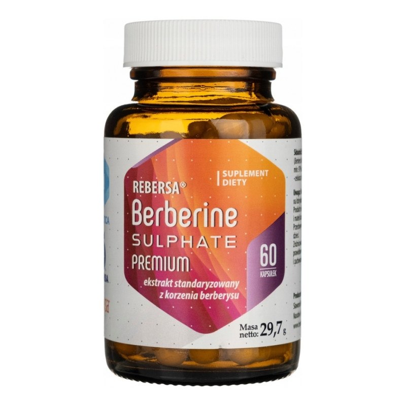 HEPATICA Berberine Sulphate Premium - Berberinas - raugerškio ekstraktas 400 mg 60 kapsulių