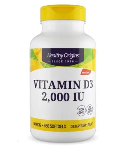 HEALTHY ORIGINS vitaminas D3 2000 TV – vitaminas D 360 kapsulių
