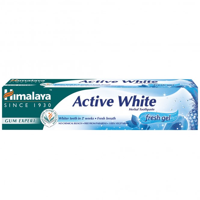 HIMALAYA Active White žolelių dantų pasta su gaivinančiu geliu 75 ml