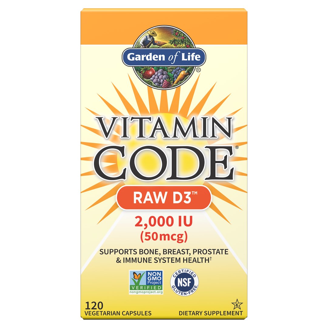Garden of Life vitamino kodas RAW D3 - vitaminas D 120 kapsulių