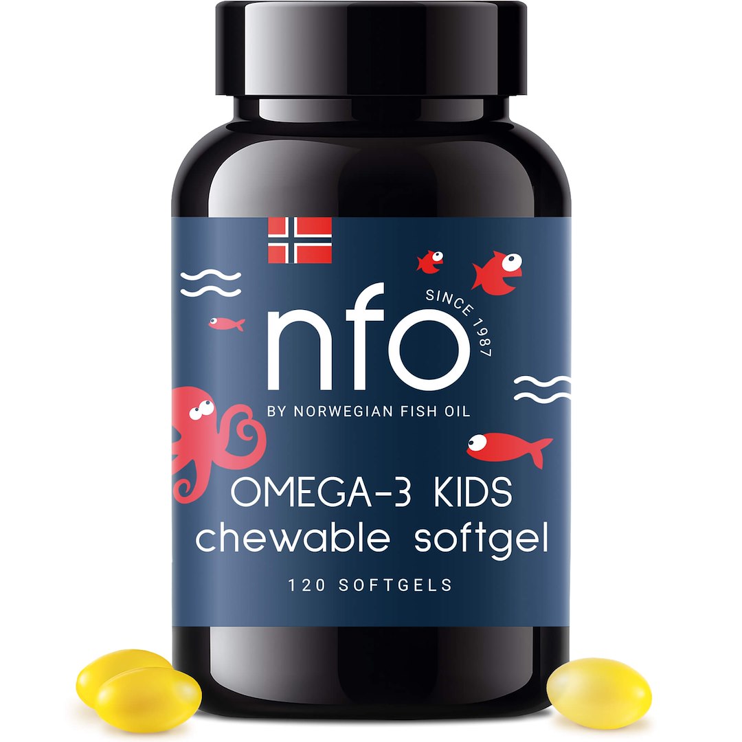 NFO Omega-3 vaikams kramtomosios tabletės 120 minkštųjų kapsulių