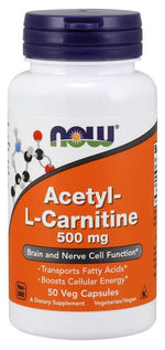 NOW FOODS acetil-L-karnitino HCl 500 mg 50 kapsulių