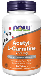 NOW FOODS acetil-L-karnitinas 750 mg 90 tablečių