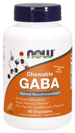 NOW FOODS kramtomosios GABA tabletės – čiulpimui 90 tablečių