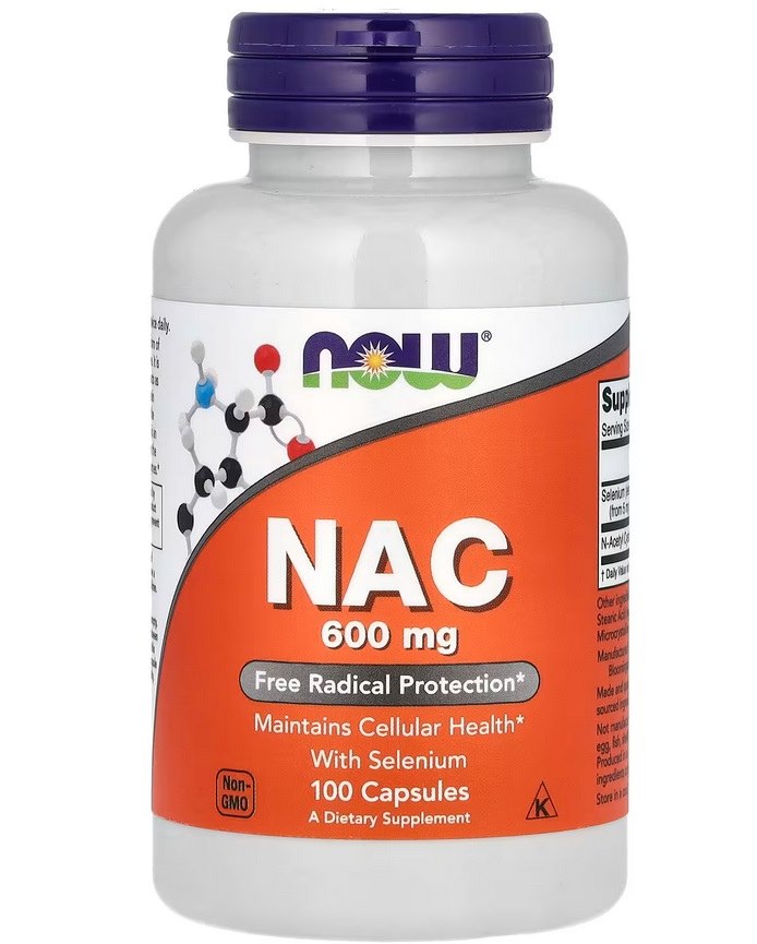 Now Foods NAC - N-acetil-L-cisteinas 600 mg 100 kapsulių