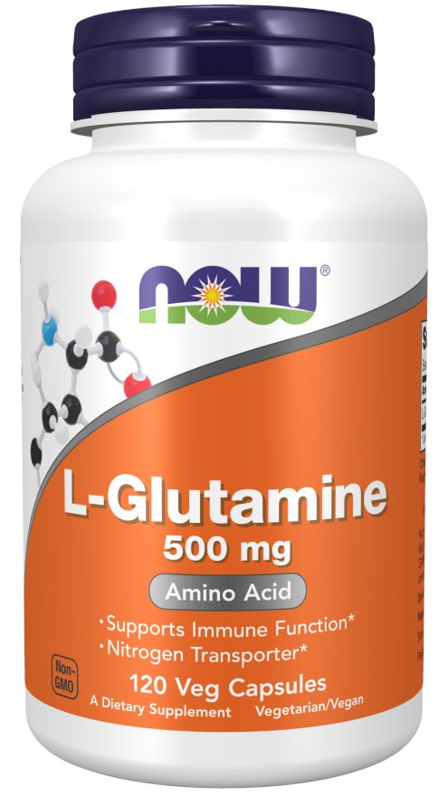 NOW FOODS L-glutaminas 500 mg 120 kapsulių