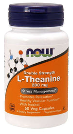 NOW FOODS dvigubo stiprumo L-teaninas 200 mg - L-teaninas 200 mg 60 kapsulių