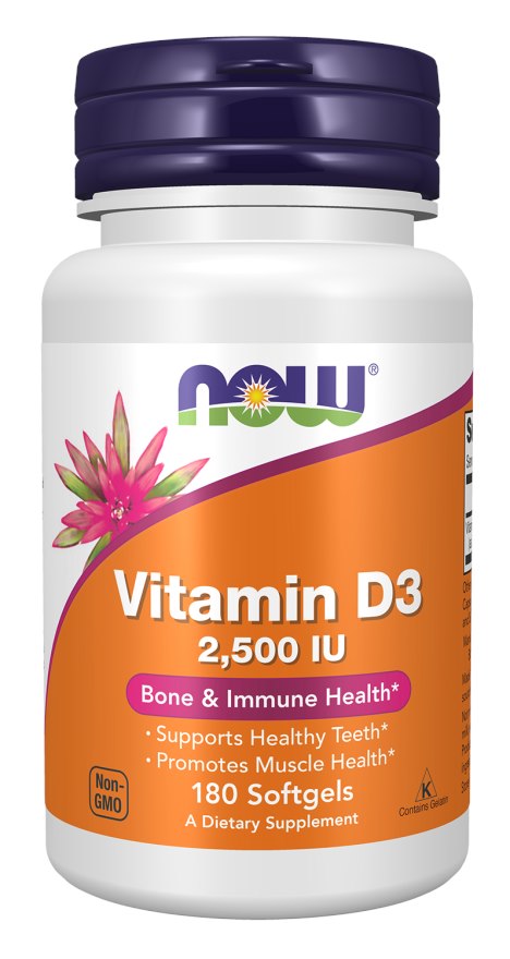 Now Foods vitaminas D3 2500 TV 180 kapsulių