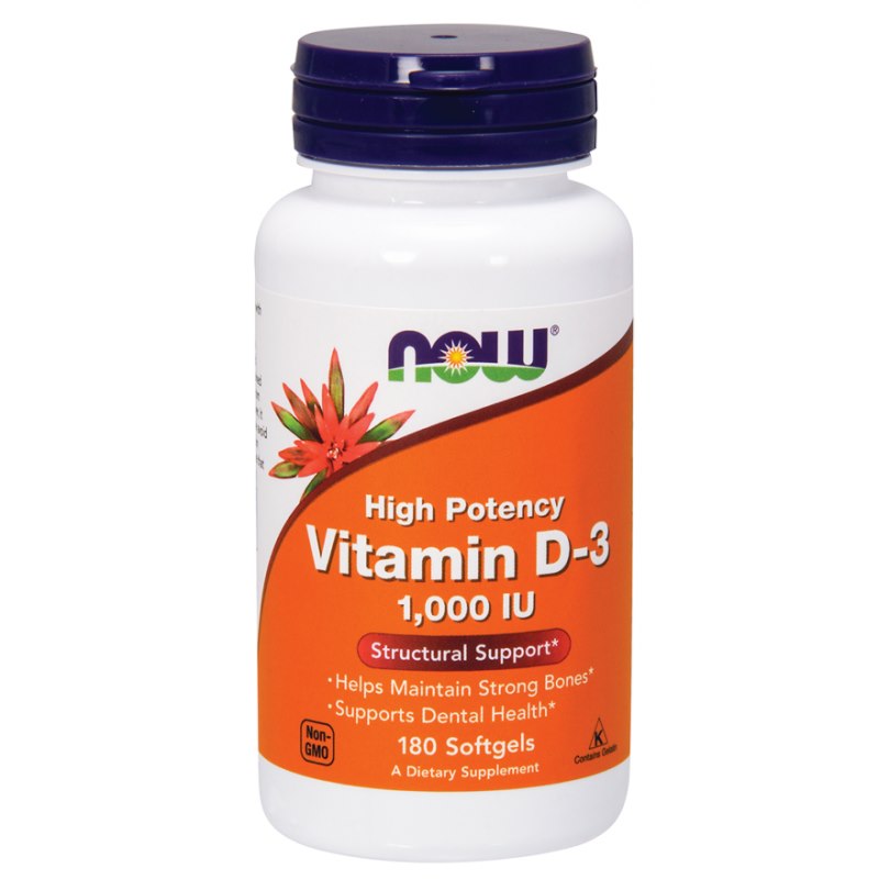 Now Foods vitaminas D3 1000 TV 180 kapsulių