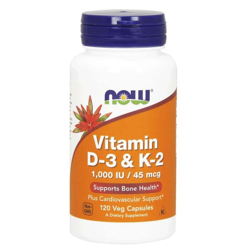 Now Foods Vitaminas D3 1000 TV + K2 MK4 45 mcg 120 kapsulių