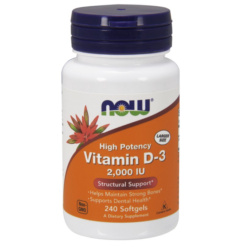 Now Foods vitaminas D3 2000 TV 240 kapsulių