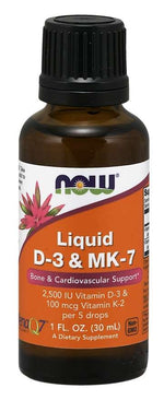 Now Foods vitaminas D3 + K2 Mk-7 30 ml
