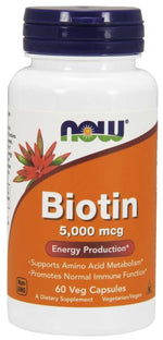 NOW FOODS Biotinas - Biotinas 5000 mcg 60 kapsulių