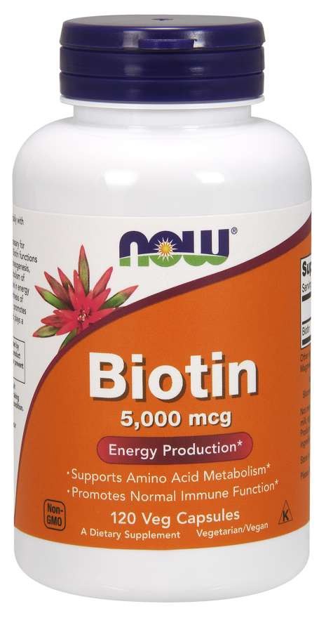 NOW FOODS Biotinas - Biotinas 5000 mcg 120 kapsulių