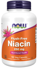 Now Foods Niacinas be skysčio niacinas 250 mg 180 kapsulių