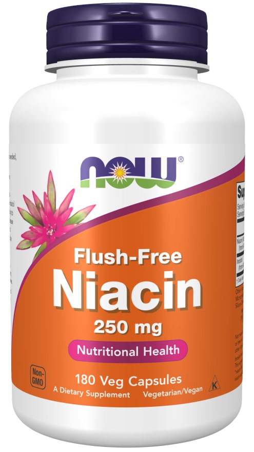 Now Foods Niacinas be skysčio niacinas 250 mg 180 kapsulių