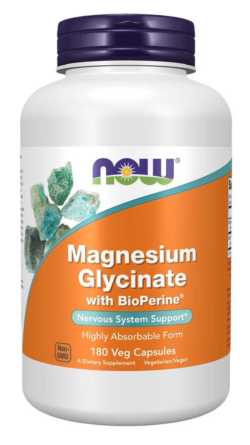 Now Foods magnio glicinatas su BioPerine 180 kaps.