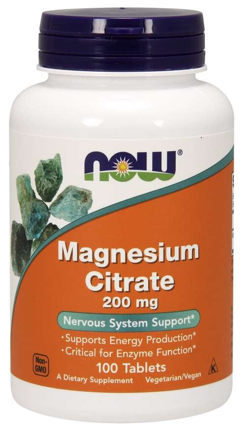 NOW FOODS magnio citratas 200 mg 100 tablečių